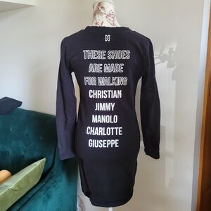 Black Long Sleeve Graphic Sweater Dress